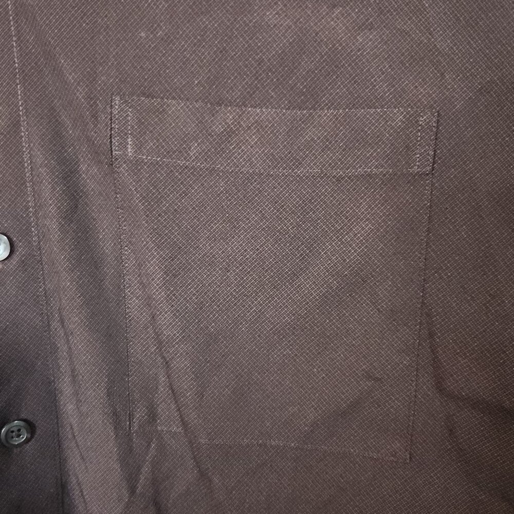 Perry Ellis Dress Shirt Button Up Pockets Men's 2X Long Sleeve Burgundy Red - Picture 2 of 12